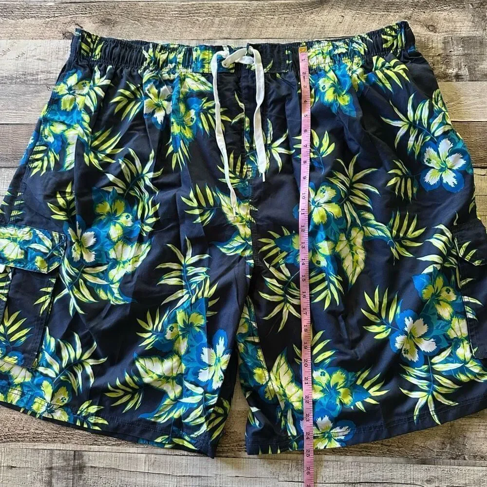 Kanu Surf Men's Monaco Floral Hawaiian Vacation Beach Pool Swim Trunks | 5XL